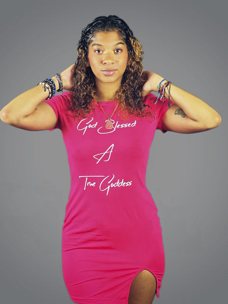 True Goddess Dress (pink and white god blessed a true goddess)