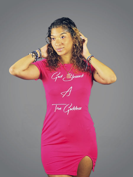 True Goddess Dress (pink and white god blessed a true goddess)