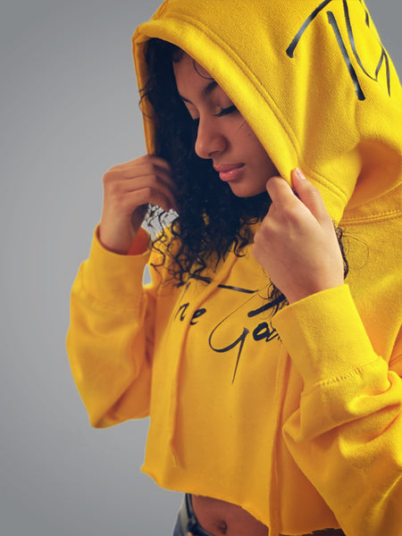 True Goddess Hoodie Crop Top (Yellow And Black)