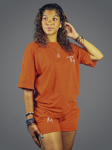 True Goddess Tee and Short Set (Burnt Orange)