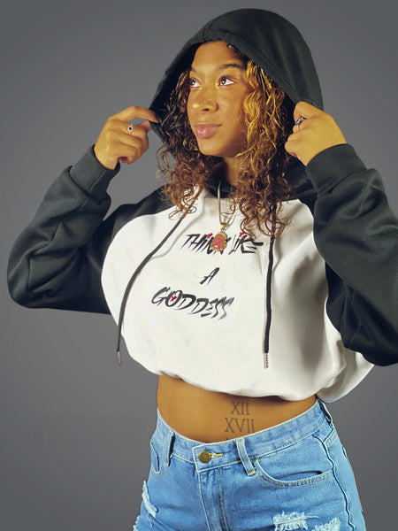 True Goddess Crop Top Hoodie (Think Like A Goddess)