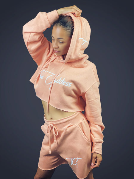True Goddess Short Set (Peach and White)