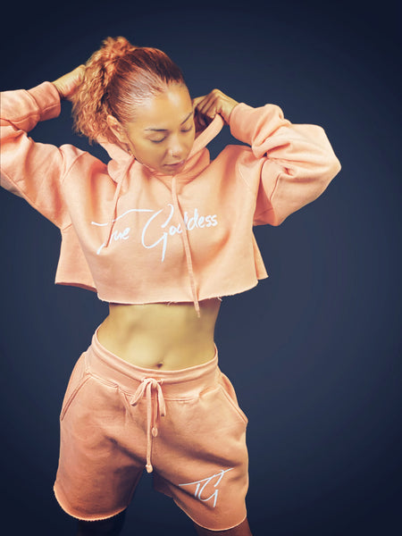 True Goddess Short Set (Peach and White)