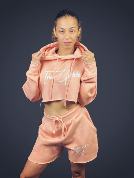 True Goddess Short Set (Peach and White)