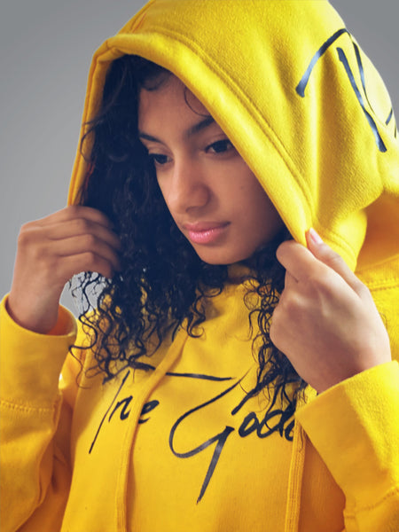 True Goddess Hoodie Crop Top (Yellow And Black)