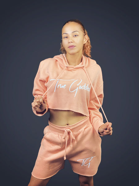 True Goddess Short Set (Peach and White)