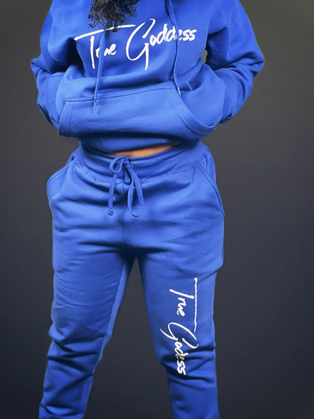True Goddess Sweat Suit (Royal Blue And White)