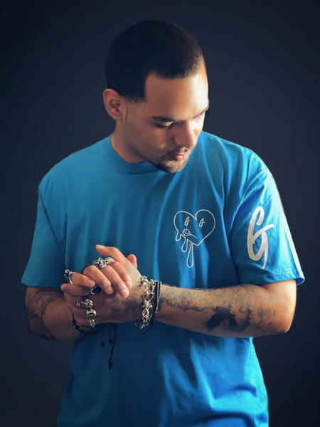 Heart Of A G (Aqua Blue and White)