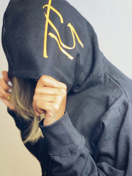 True Goddess Hoodie Crop Top (Black And Yellow)