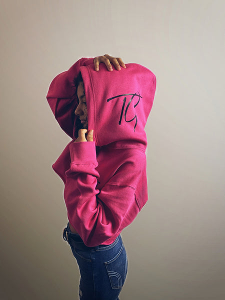 True Goddess Hoodie Crop Top (Pink and Black)