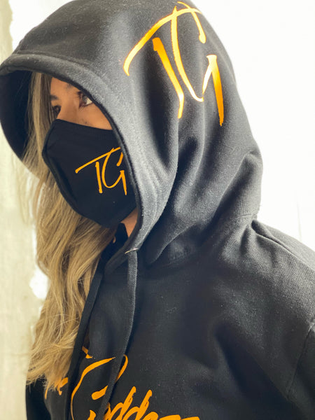 True Goddess Hoodie Crop Top (Black And Yellow)
