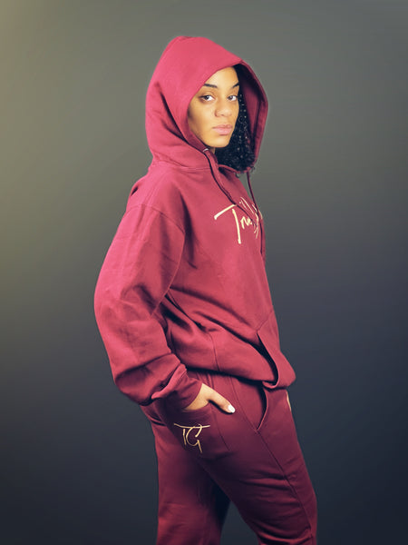 True Goddess Sweat Suit (Maroon And Tan)