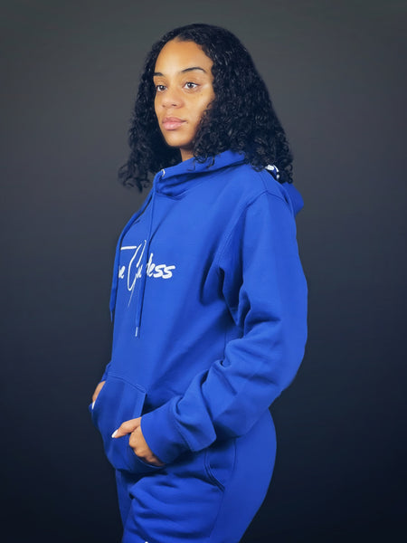 True Goddess Sweat Suit (Royal Blue And White)